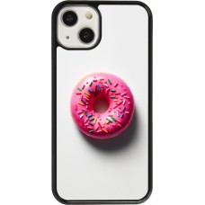 Coque iPhone 13 - Weißer Hintergrund, pinker Donut