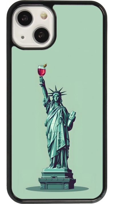 iPhone 13 Case Hülle - Freiheitsstatue mit einem Glas Wein