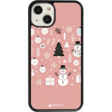 Coque iPhone 13 - Noël 2024 Rose Snowman Christmas