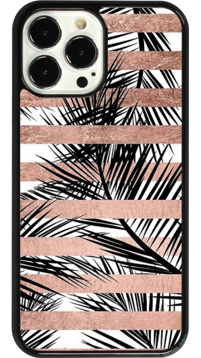 Coque iPhone 13 Pro Max - Palm trees gold stripes