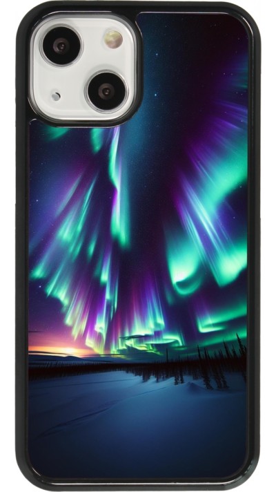 Coque iPhone 13 mini - Aurore Boréale Étincelante