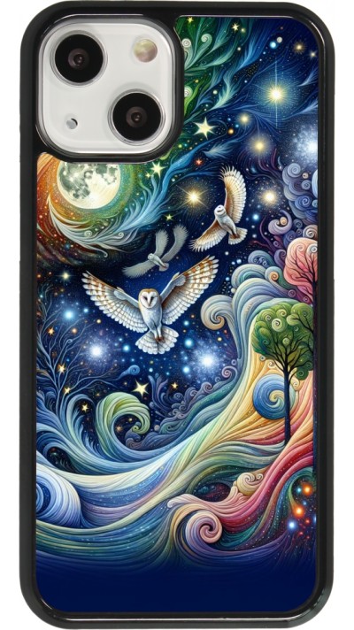 Coque iPhone 13 mini - hibou volant floral