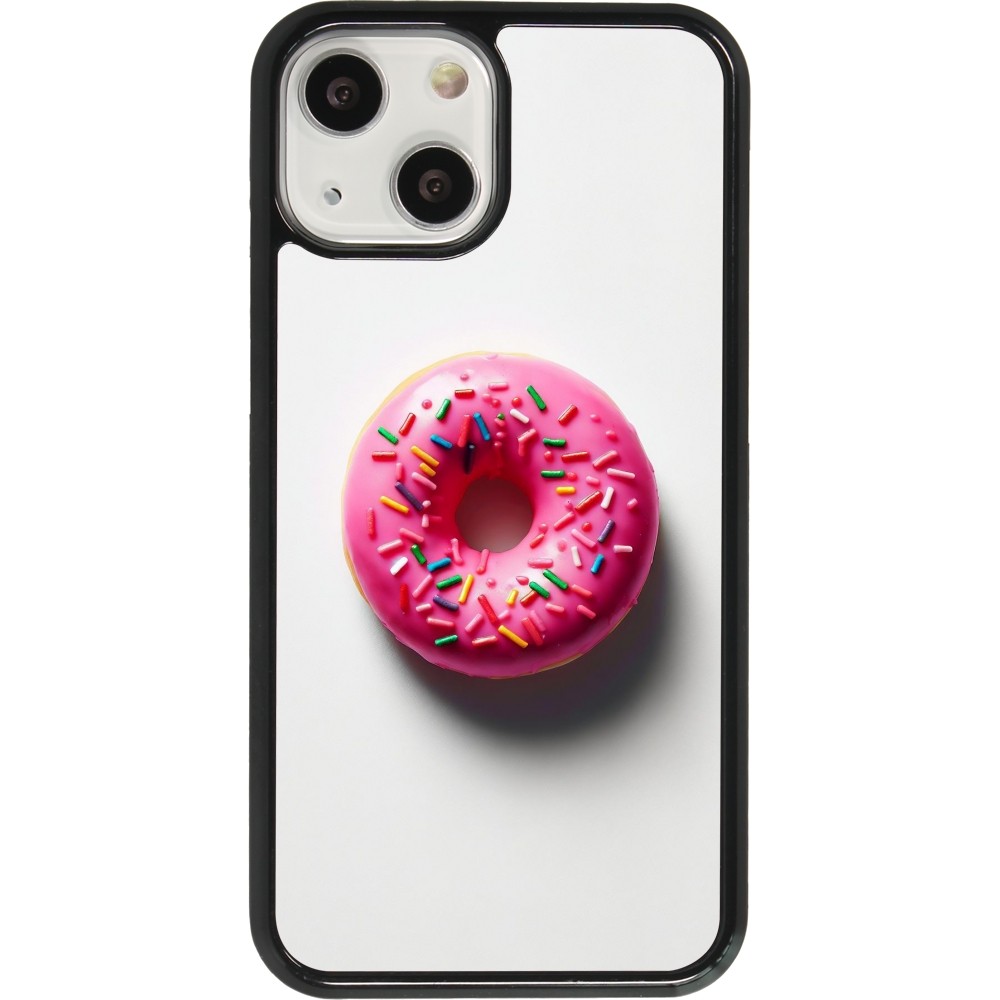 Coque iPhone 13 mini - Weißer Hintergrund, pinker Donut