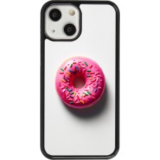 Coque iPhone 13 mini - Weißer Hintergrund, pinker Donut