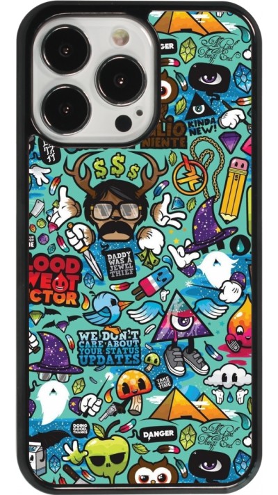 iPhone 13 Pro Case Hülle - Mixed Cartoons Turquoise
