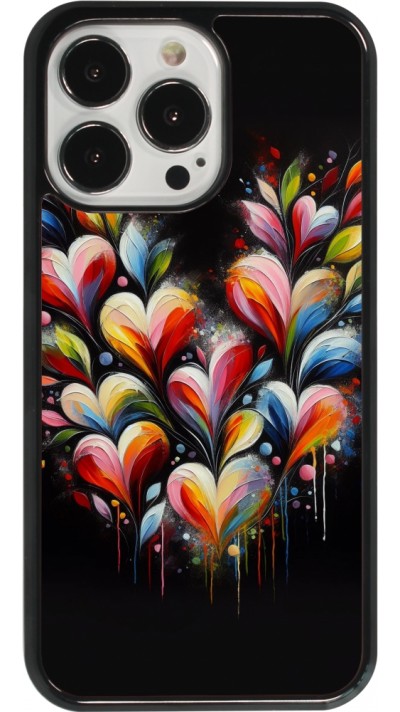 Coque iPhone 13 Pro - Valentine 2024 Coeur Noir Abstrait