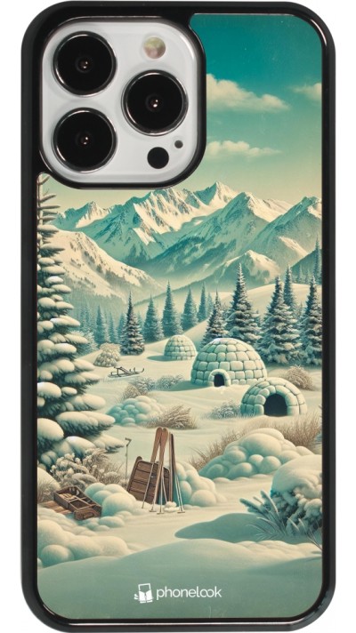 Coque iPhone 13 Pro - Vintage Snowy Mountain Igloo