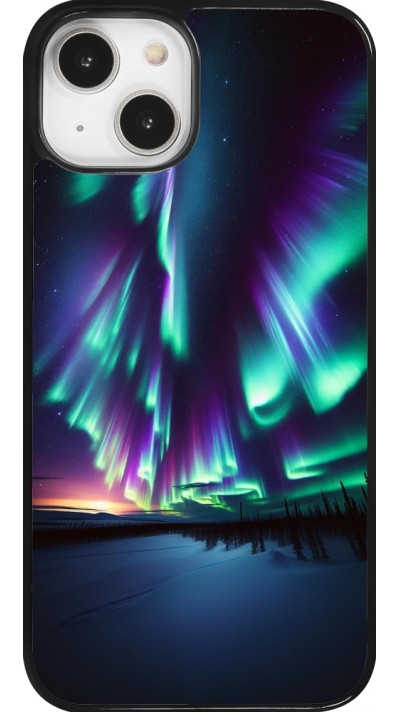 Coque iPhone 14 - Aurore Boréale Étincelante