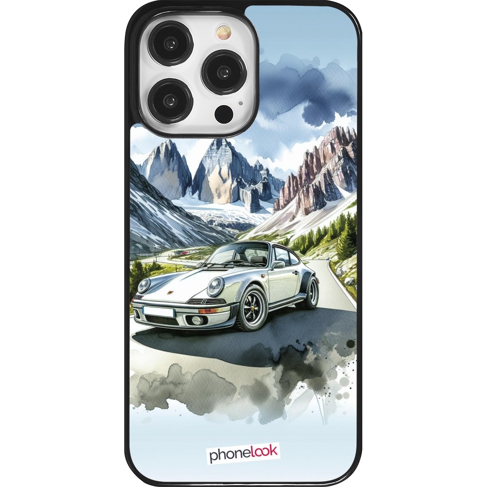 Coque iPhone 14 Pro Max - Porsche 911 Mountain Watercolor