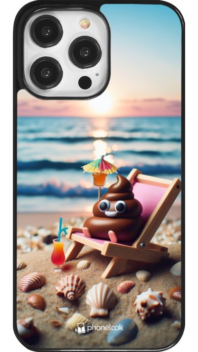iPhone 14 Pro Max Case Hülle - Kackhaufen Emoji auf Liegestuhl