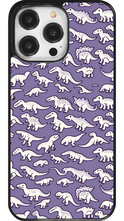 Coque iPhone 14 Pro Max - Mini dino pattern violet