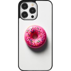 Coque iPhone 14 Pro Max - Weißer Hintergrund, pinker Donut