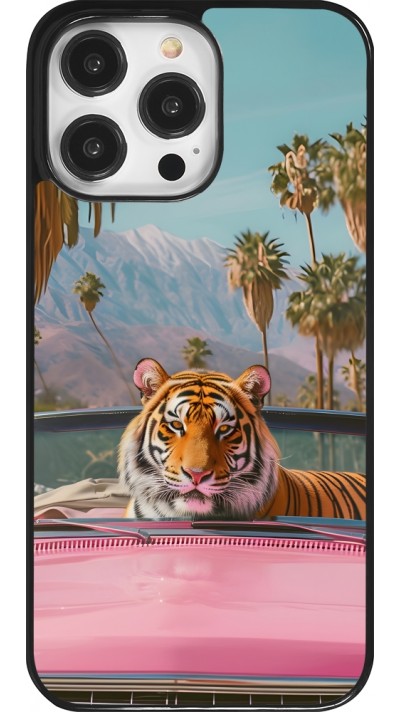 Coque iPhone 14 Pro Max - Tigre voiture rose