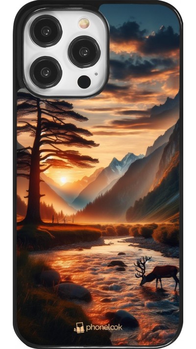 Coque iPhone 14 Pro Max - Valley Sunset Deer Tree