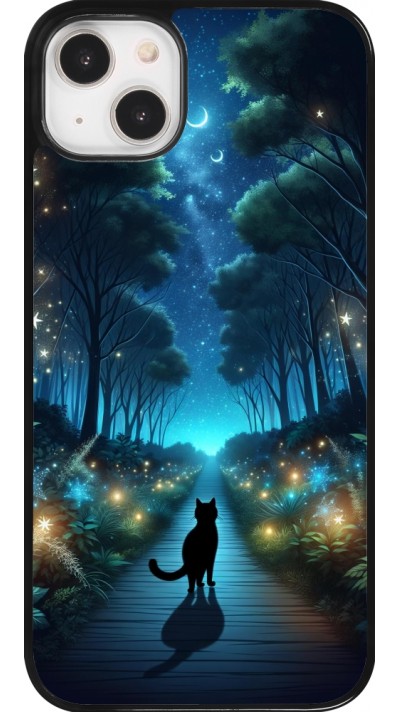 Coque iPhone 14 Plus - Chat noir promenade