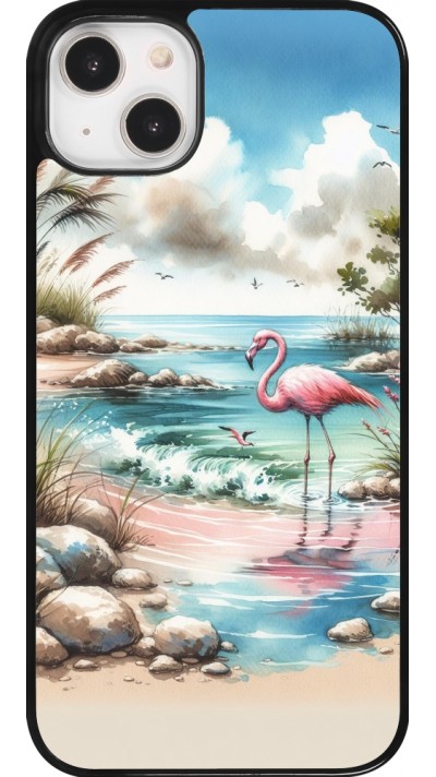 Coque iPhone 14 Plus - Flamant rose aquarelle