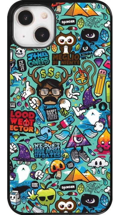 Coque iPhone 14 Plus - Mixed Cartoons Turquoise