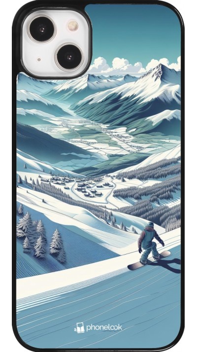 Coque iPhone 14 Plus - Snowboarder Montagne