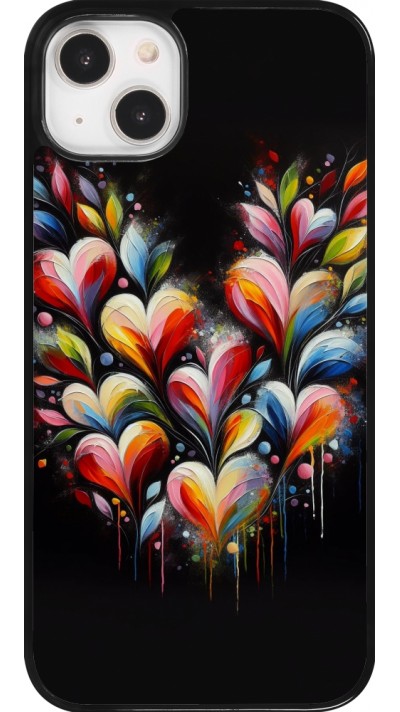 Coque iPhone 14 Plus - Valentine 2024 Coeur Noir Abstrait