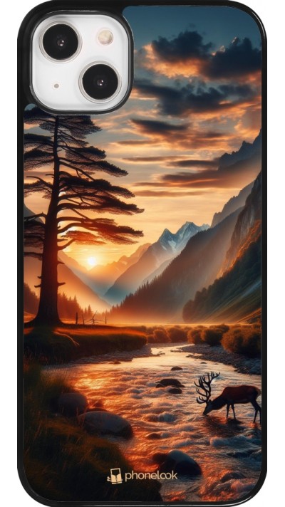 Coque iPhone 14 Plus - Valley Sunset Deer Tree