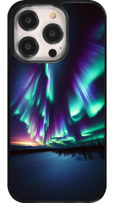 Coque iPhone 14 Pro - Aurore Boréale Étincelante