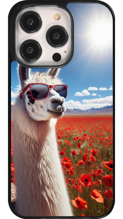 Coque iPhone 14 Pro - Lama Chic en Coquelicot