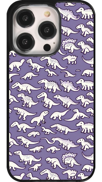 Coque iPhone 14 Pro - Mini dino pattern violet
