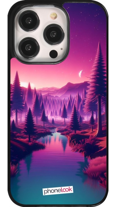 Coque iPhone 14 Pro - Paysage Violet-Rose