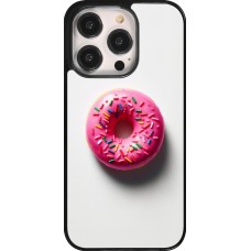 Coque iPhone 14 Pro - Weißer Hintergrund, pinker Donut