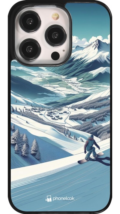 Coque iPhone 14 Pro - Snowboarder Montagne