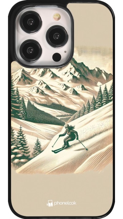 Coque iPhone 14 Pro - Vintage Ski Mountain