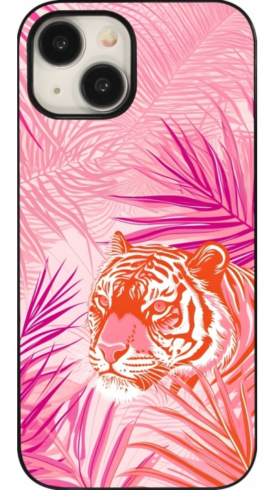 iPhone 15 Case Hülle - Tiger Palmen rosa