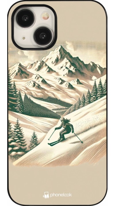 Coque iPhone 15 - Vintage Ski Mountain