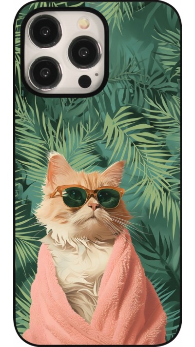 Coque iPhone 15 Pro Max - Cat Summer Palms