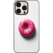 Coque iPhone 15 Pro Max - Weißer Hintergrund, pinker Donut