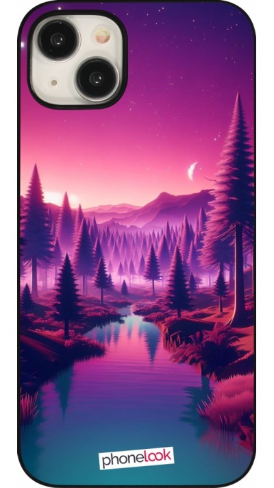 Coque iPhone 15 Plus - Paysage Violet-Rose