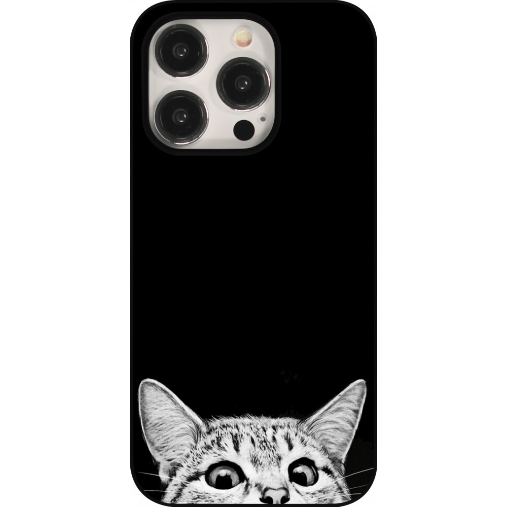 Coque iPhone 15 Pro - Cat Looking Up Black