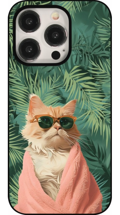 Coque iPhone 15 Pro - Cat Summer Palms