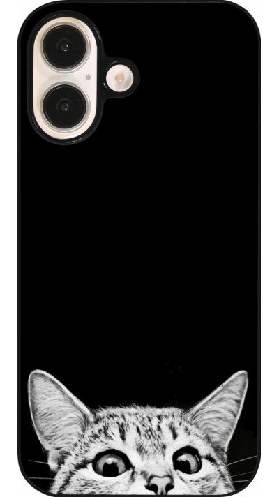 Coque iPhone 16 - Cat Looking Up Black