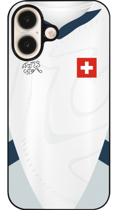 Coque iPhone 16 - Maillot de football Suisse Extérieur personnalisable