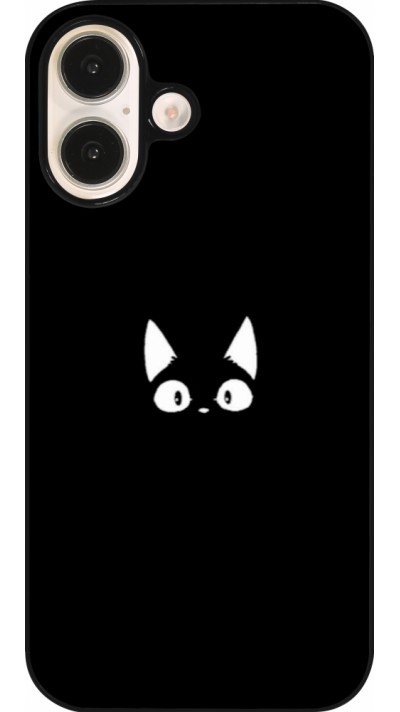 Coque iPhone 16 - Funny cat on black