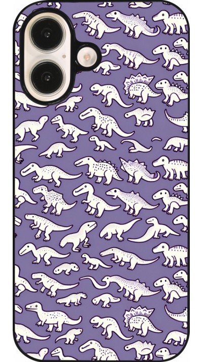 Coque iPhone 16 - Mini dino pattern violet