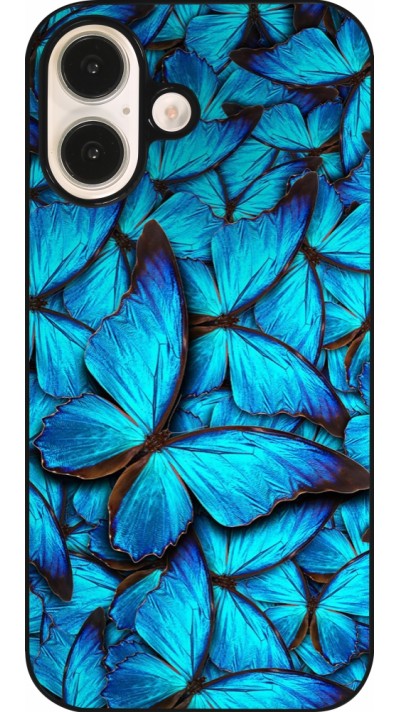 Coque iPhone 16 - Papillon bleu