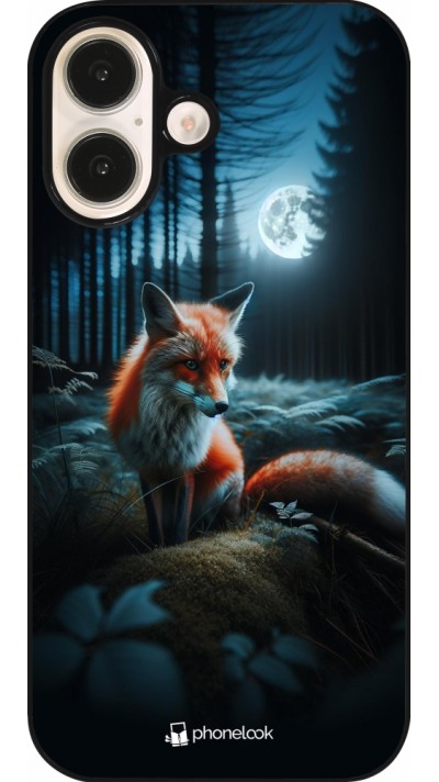 Coque iPhone 16 - Renard lune forêt