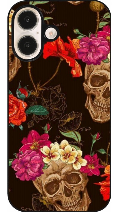 Coque iPhone 16 - Skulls and flowers