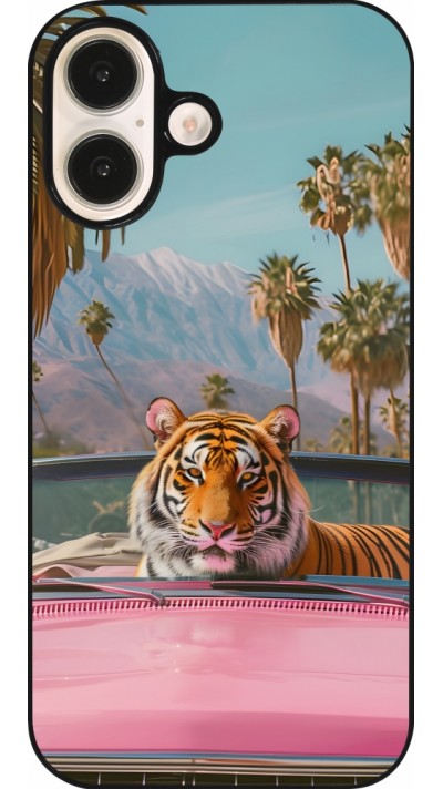 Coque iPhone 16 - Tigre voiture rose