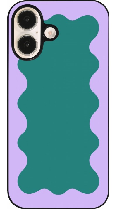 Coque iPhone 16 - Wavy Rectangle Green Purple