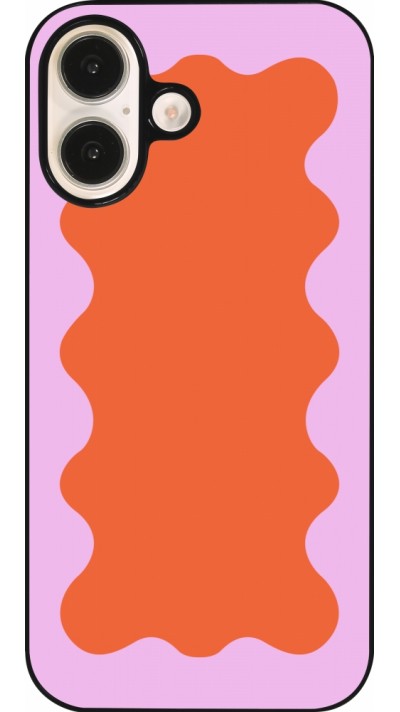 Coque iPhone 16 - Wavy Rectangle Orange Pink