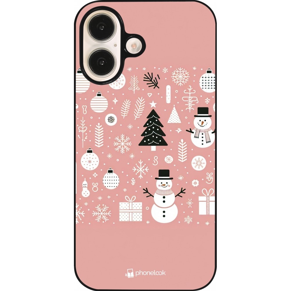 Coque iPhone 16 - Noël 2024 Rose Snowman Christmas