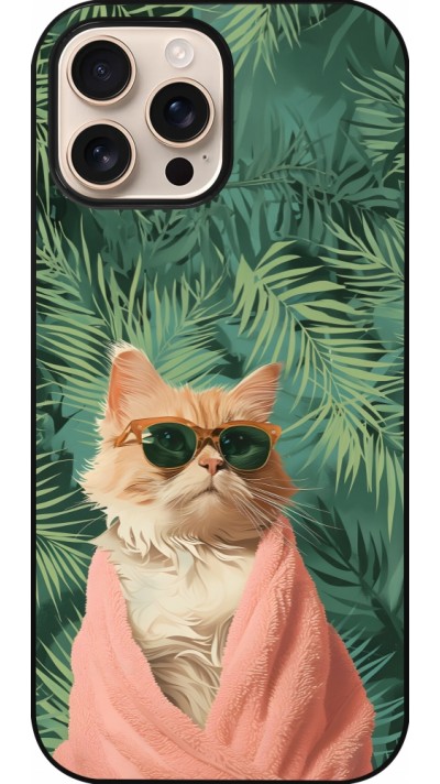 Coque iPhone 16 Pro Max - Cat Summer Palms